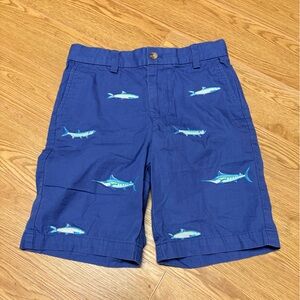 Vineyard Vines Boys Embroidered Chino Shorts Blue Marlin Fish Size 8